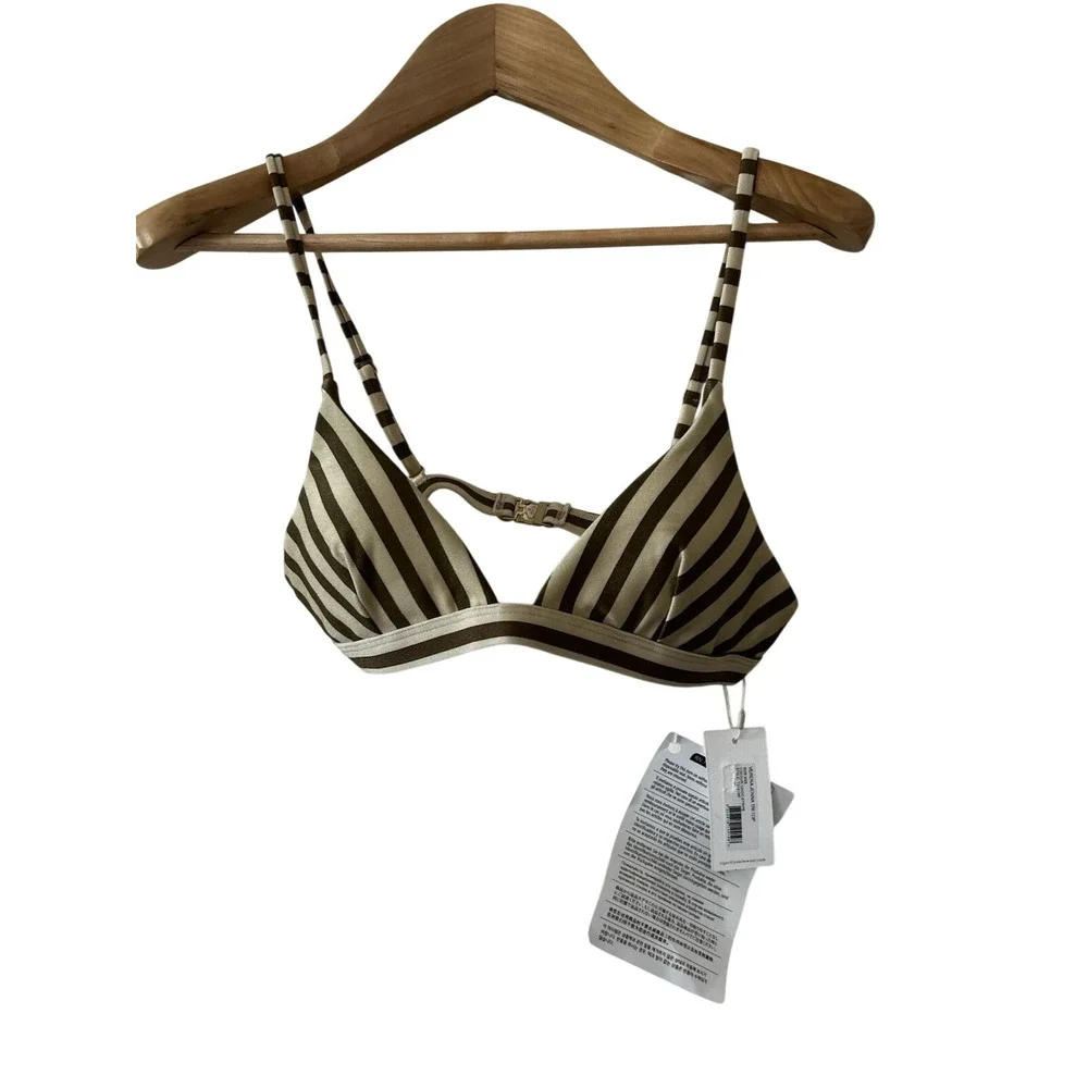 Tigerlily Verena Jenna Tri Top Bikini Chocolate Stripe XS NEW‎